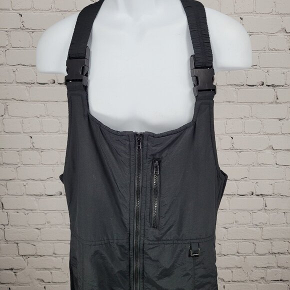 Lift Seven Black Front Zip Adjustable Lined Padded Snow Bib Pants Large L - Picture 4 of 14